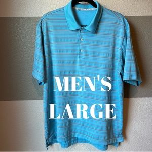 ADIDAS Men’s Large Climacool Golf Polo Shirt Collared Buttons Textured Striped